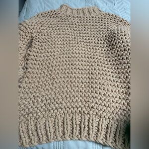 Goodnight Macaroon Chunky Knit Sweater in Tan  sleeves pom pom